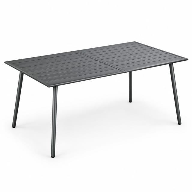 Gartentisch Aus Grauem Stahl, 150 X 80 X 74 Cm