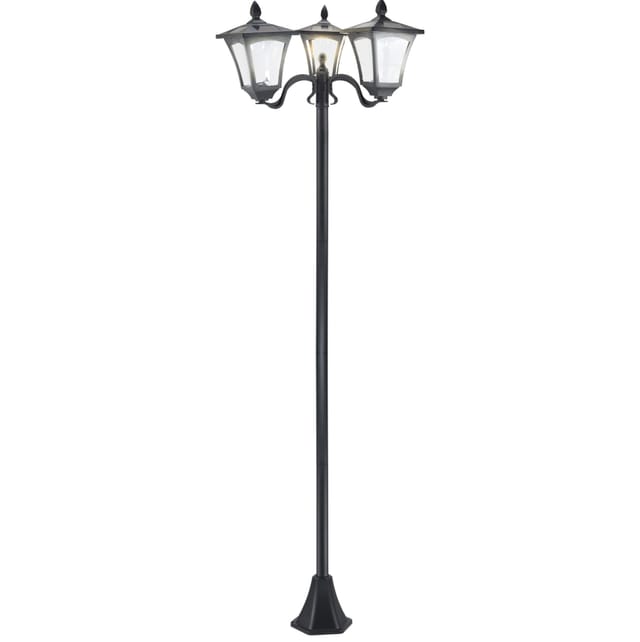 Homvra Solar-gartenlaterne Mit 3 Leuchten, Led, 120 Lm, Ip44, Schwarz, 182,5 Cm