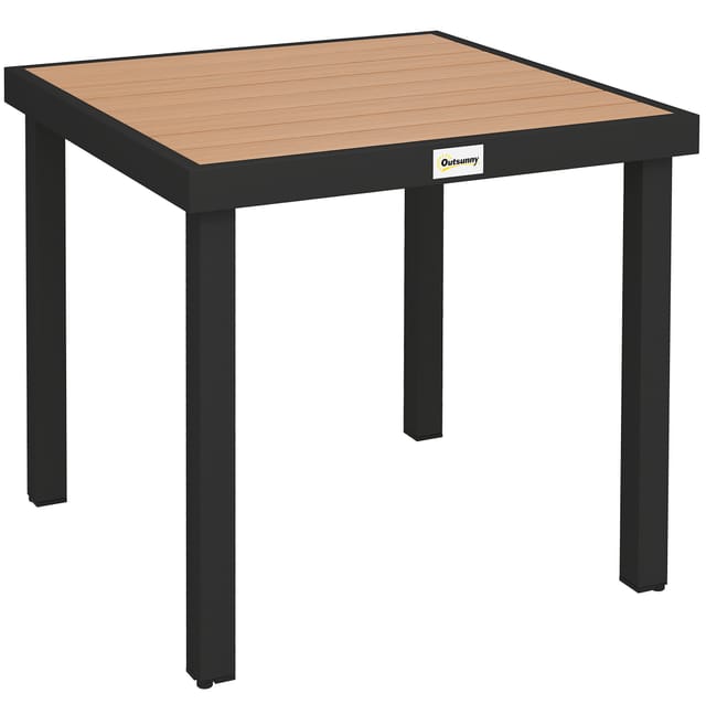 Gartentisch 78 X 78 X 74 Cm Mit Aluminiumgestell Und Tischplatte In Holzoptik