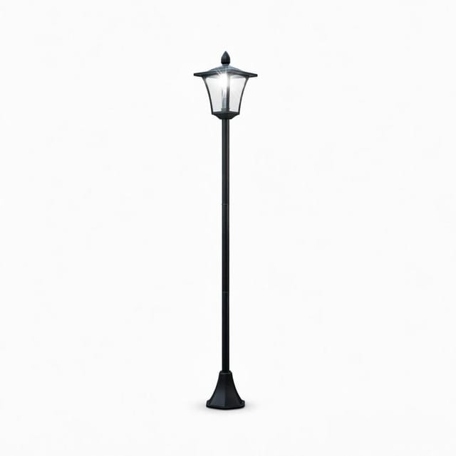 Solar-gartenleuchte Im Vintage-stil, Schwarz, 160 Cm, Edelstahl Und Pp