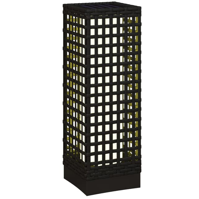 Led-solarleuchte Für Außen In Schwarzer Rattanoptik, 15,5 X 15,5 X 46 Cm, Ip44, Lichtsensor