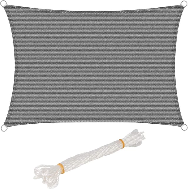 Rechteckiges Sonnensegel 4 X 5 M, Sonnenschutzgewebe, 85 % Uv-schutz, Windbeständig, Für Garten, Terrasse, Camping, Grau