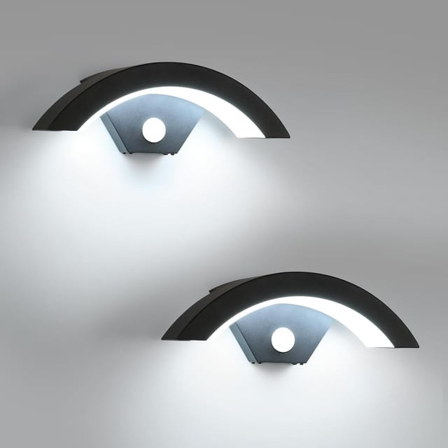Set Mit 2 Led-außenwandleuchten, 24 W Mit Bewegungsmelder, 2700 Lm, 6500 K, Ip65 Wasserdicht