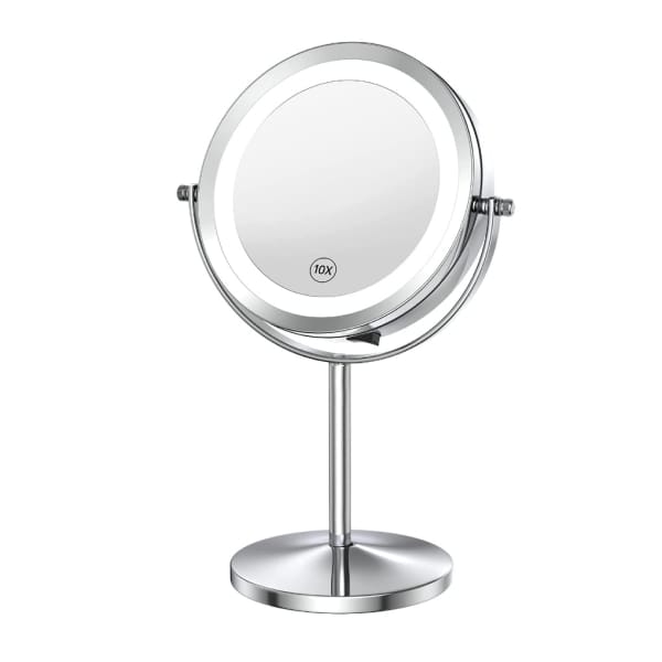 Beleuchteter Kosmetikspiegel Mit Lupe, 1-fache/10-fache Vergrößerung. Doppelseitiger Runder Led-spiegel, 360° Drehbar.