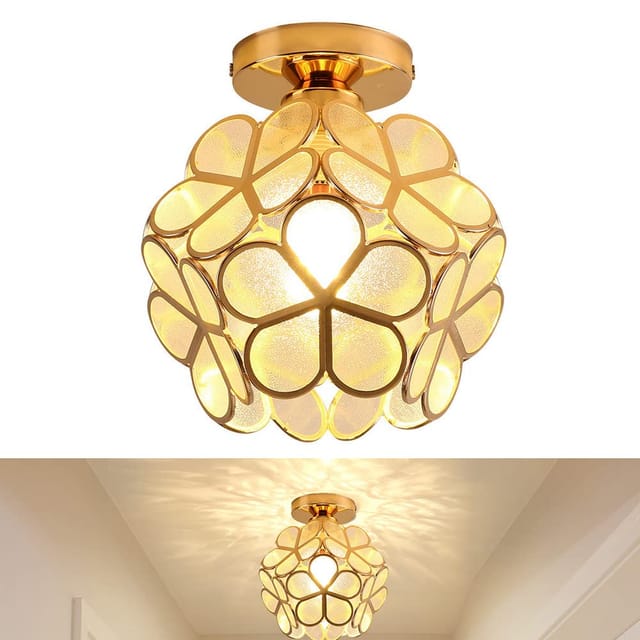 Kirschblüten-glaslüster, Blumenlüsterlampe, Blütenblattförmiger Lüster, Pendelleuchte, Transparenter Rosa Lampenschirm, Deckenleuchte Für Flur/wohnzimmer (warmes Licht)