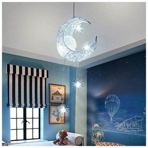 Ljuskrona Pendellampa Led Taklampa, Moon Star Fairy Creative Sovrumshangande Lampa For Barnrum Vardagsrum Hem
