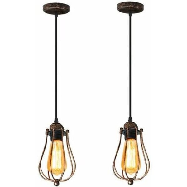 Vintage-industrie-hängelampe, 2 Lampen, Retro-lampe Für Küche, Loft, Kök Vardagsrum Und Hotellrum (rost）
