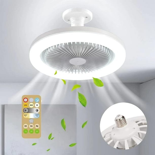 1 Deckenventilator Mit Beleuchtung – Ohne Standfuß, Mit Fernbedienung, Für Schlaf- Und Wohnzimmer, Leise, 3 Geschwindigkeitsstufen, 3 Farben, Dimmbar