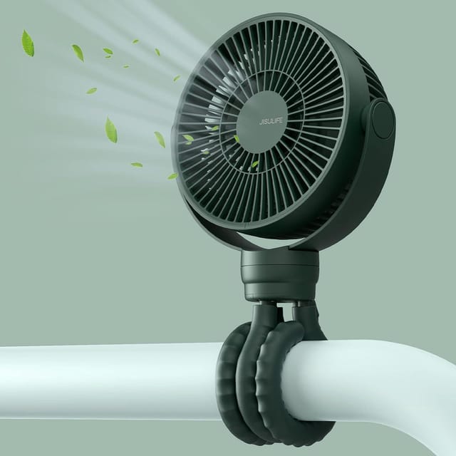 Kinderwagenventilator, 【4000 Mah】 4 Geschwindigkeitsstufen, Flexibler Stativventilator, Tragbarer Tischventilator, 720° Drehbarer Ventilator Für Kinderwagen, Babybetten Und Autositze – Grün