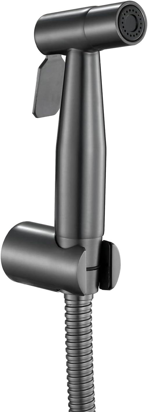 Wc-bidet-set Mit Handbrause – Handbrause Aus Messing – Wc-duschkopf Mit Schlauch Und Halterung, Wandmontage, Für Die Persönliche Hygiene, Anthrazitgrau
