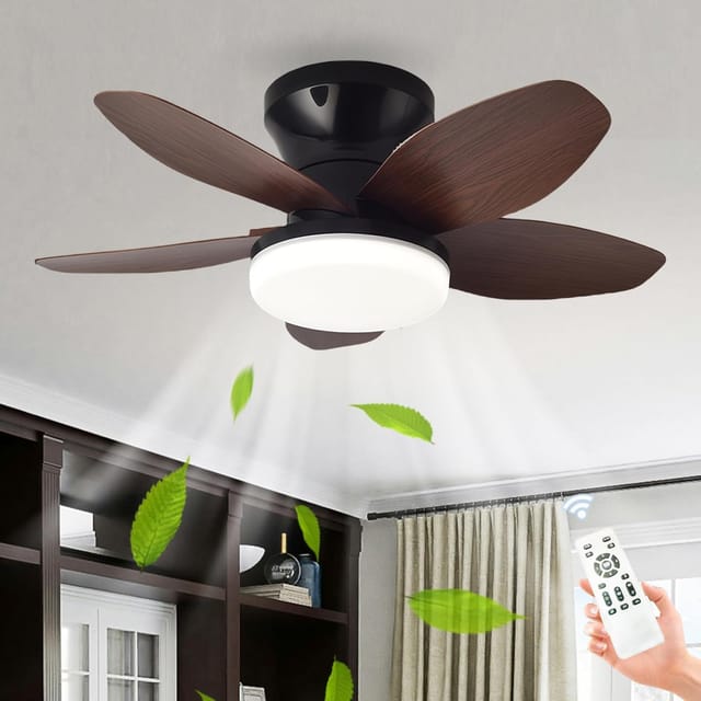 Geräuscharmer Deckenventilator Mit Licht, Deckenventilator-kronleuchter Mit Integrierter Lampe, Gleichstrommotor, Led-deckenventilator-leuchte, Walnuss, 63,5 Cm (25 Zoll)