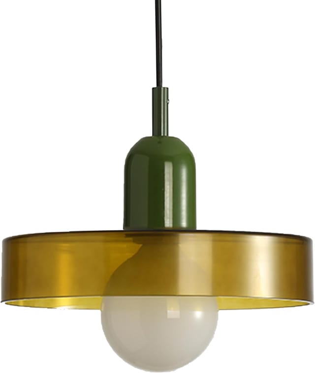25 Cm Retro-moderne Pendelleuchte Aus Farbigem Glas Mit Grünem Metall, Höhenverstellbar, E27-fassung, Deckenleuchte (grün)