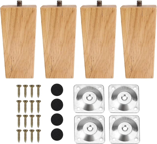 Set Mit 4 Massivholz-möbelbeinen, Bettbeinen, Ersatz-tischbeinen Aus Holz Für Sofa, Bett, Sessel, Nachttisch, Tv-ständer (10 Cm)