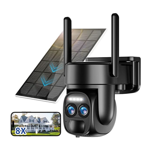 4k 5dbi Wlan-überwachungskamera Für Den Außenbereich Mit Solarpanel, Ki-personenerkennung, Zwei-wege-audio, Schwarz – Anpviz