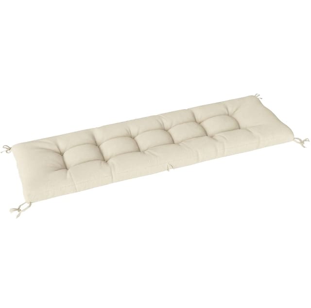 Beige Liegenauflage Aus Polyester Für Den Außenbereich 198 X 65 X 13 Cm Mit Befestigungsbändern