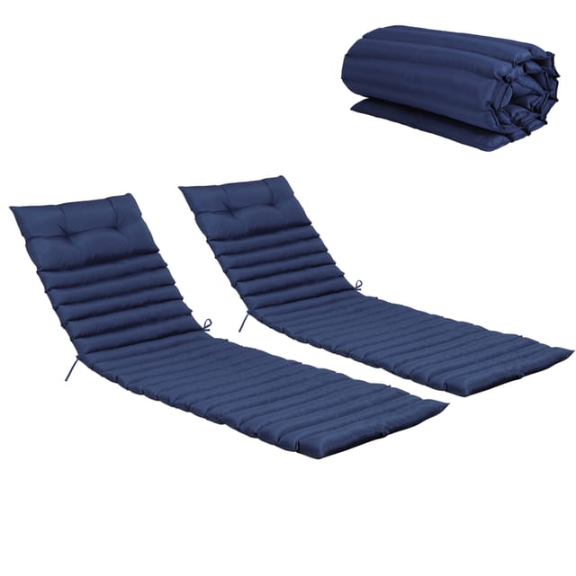 2er-set Outdoor-liegenauflagen Aus Polyester, Marineblau, Homvra