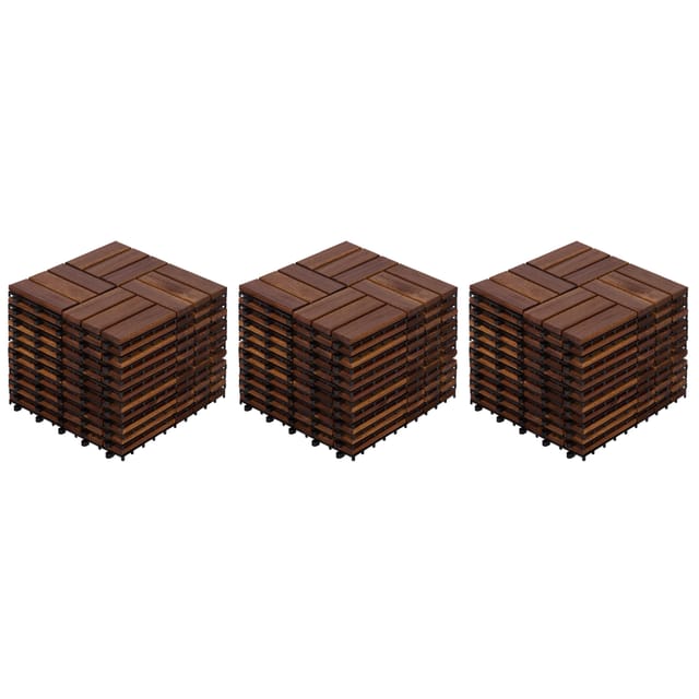 Steckbare Terrassenfliesen Aus Braunem Akazienholz, 32 Stück, 30 X 30 X 2 Cm