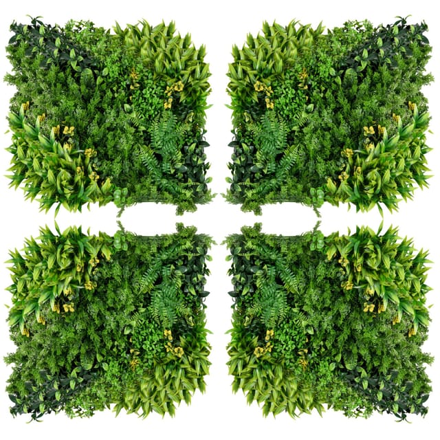 Künstliche Pflanzenwand, 12 Stück, 50 X 50 Cm, Uv-schutz Und Windschutzwirkung