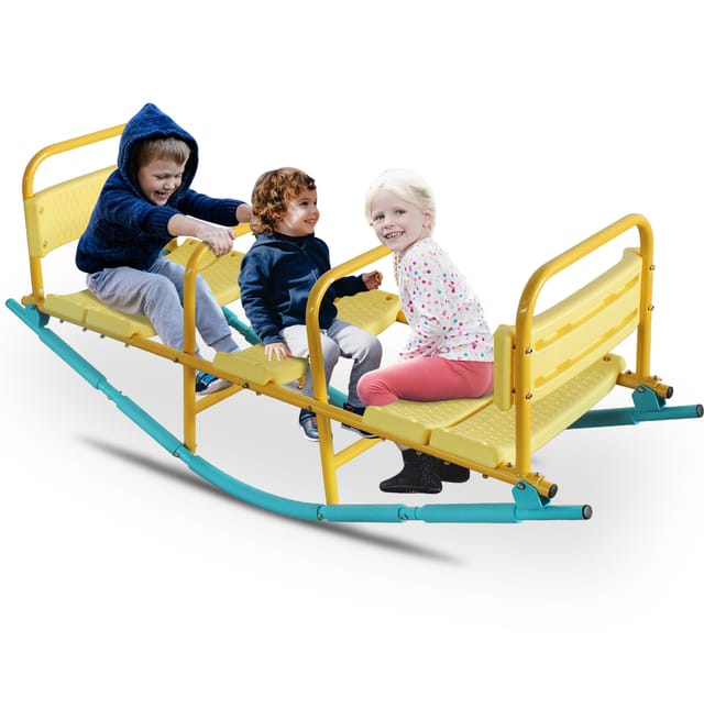 Kinderwippe Für 3 Kinder, 132,99 Cm, Mit Metallgestell Und Sitzen Mit Rückenlehne