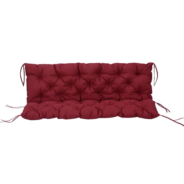 Bankauflage Mit Rückenlehne 150 X 98 X 8 Cm Rot Aus Polyester Mit 6 Bändern