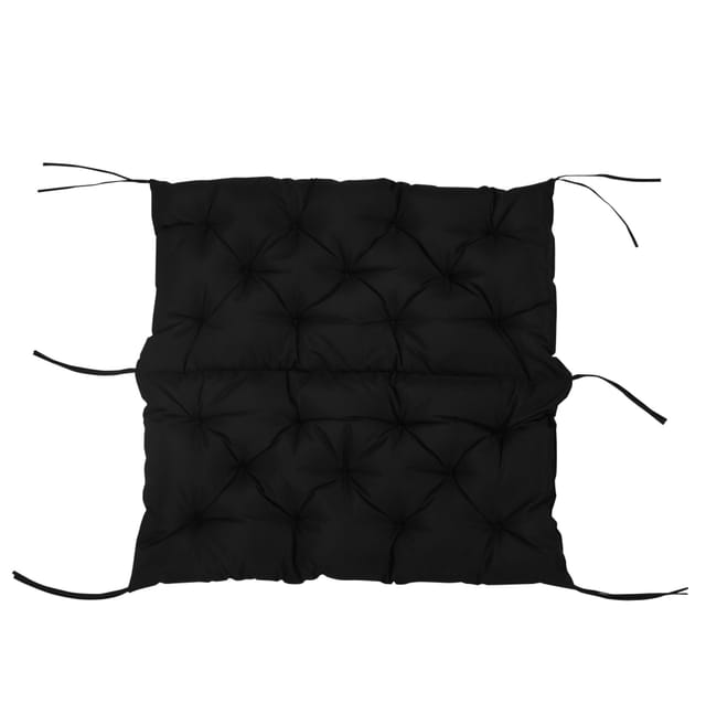 Bankauflage Für 3-sitzer 100 X 98 X 8 Cm Aus Schwarzem Polyester Mit Bändern