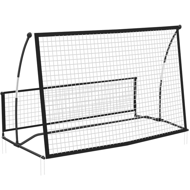 Homvra 2-in-1-fußball-rebounder, Beidseitig, Tragbar, 200 X 94 X 122 Cm, Schwarz