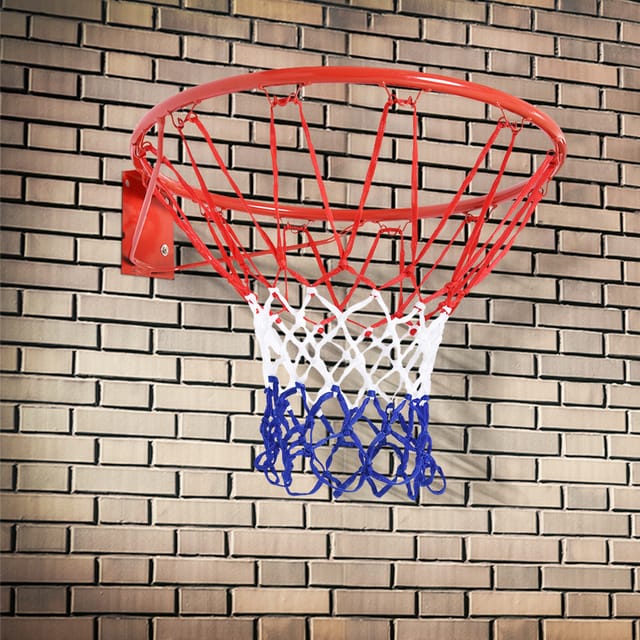 Wand-basketballkorb Mit Netz, Ø 46 Cm, Metall Und Nylon, Rot, Für Innen Und Außen