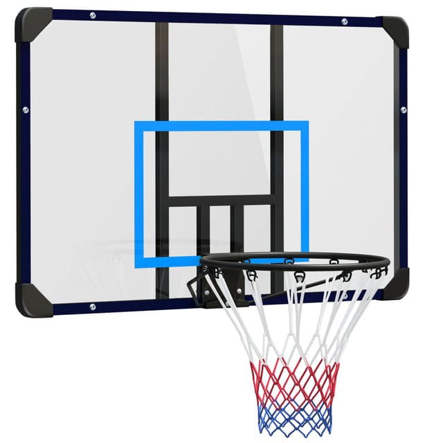 Wand-basketballkorb Aus Stahl Mit Rückwand Und Netz, 113 X 61 X 73 Cm, Schwarz