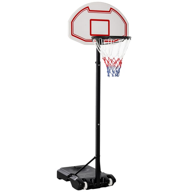 Höhenverstellbarer Basketballkorb Für Kinder, 194–249 Cm, Stahl Und Pe, Schwarz-weiß