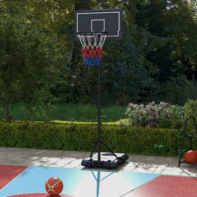 Redom Basketballkorb Mit Ständer, Höhenverstellbar 220–250 Cm, Mit Rollen, Stahl, Schwarz