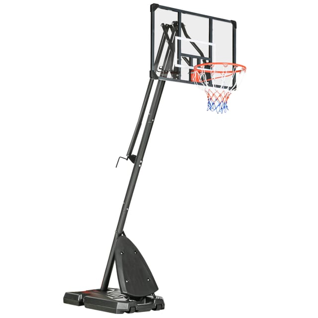 Redom Höhenverstellbarer Basketballkorb, Gesamthöhe 293–350 Cm, Stahl, Schwarz, Mit Rollen