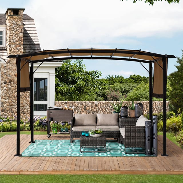 Ersatzdach Für Pergola 12 × 9 Fuß, Polyester, Beige, Wasserabweisend Und Uv-beständig