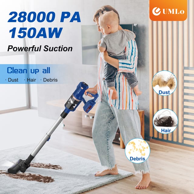 Umlo V11 Akku-staubsauger 2-in-1, Blau, Hepa, 300 W, 4000 Mah