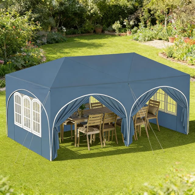Redom Faltpavillon 3 X 6 M Mit 6 Seitenwänden, Wasserdicht, Blau