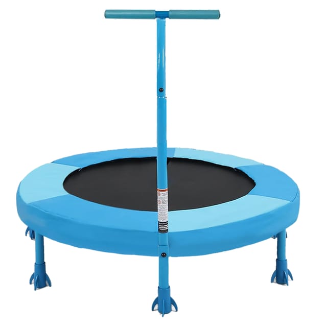 Mini-trampolin Für Kinder, 91 Cm, Blau, Stahlrahmen, Haltegriff Und 7 Standbeine