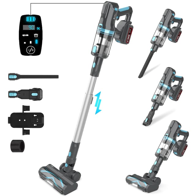 Umlo V11 Akku-staubsauger 2-in-1, 300 W, 4000 Mah, Hepa, Blaugrau