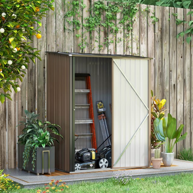 Redom Gartenhaus Aus Verzinktem Stahl, Braun, Pultdach, 161,5 X 94,5 X 196 Cm