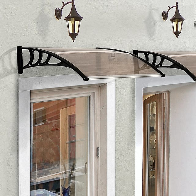 Redom Vordach Für Haustür, Braunes Polycarbonat, Aluminiumrahmen, 120 X 75 Cm