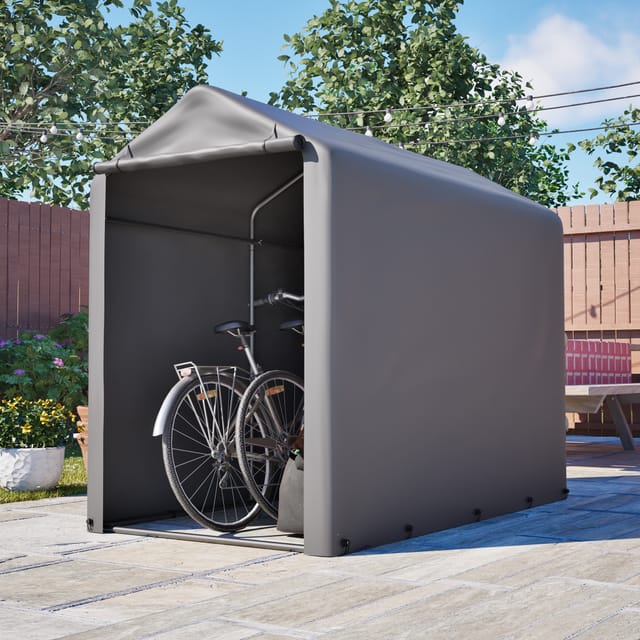 Redom Fahrradgarage 187 X 100 X 160 Cm Aus Verzinktem Stahl Mit Pe-plane, Dunkelgrau