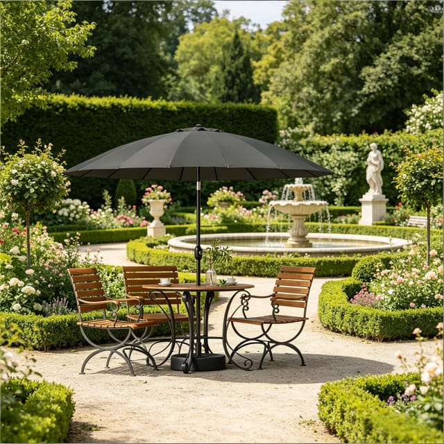 Redom Neigbarer Gartenschirm Ø 273 X H 261 Cm, Polyester 180 G/m², Dunkelgrau