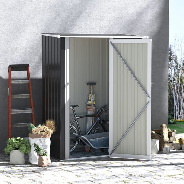 Redom Gartenhaus Aus Stahl Mit Tür, 142 X 84 X 189 Cm, Dunkelgrau