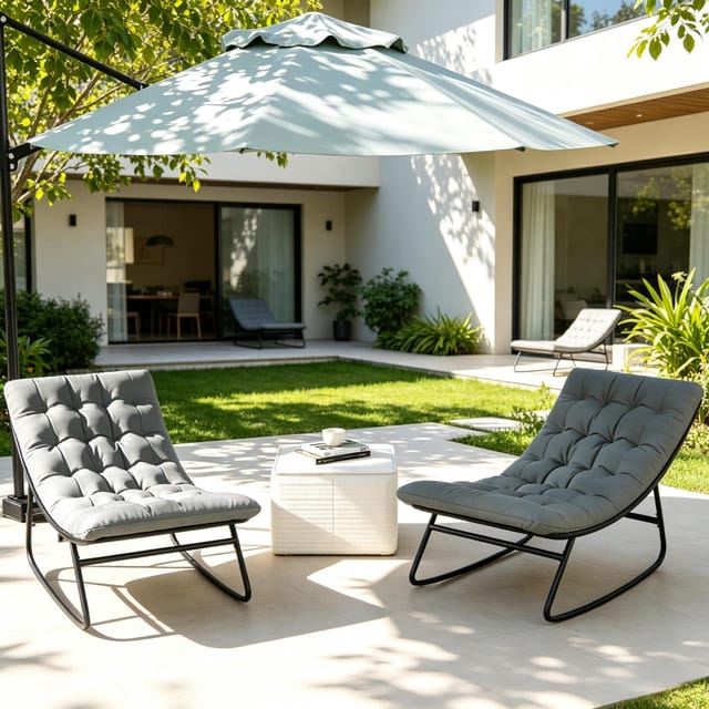 2er-set Outdoor-schaukelstühle Aus Stahl, Dunkelgrau, Redom
