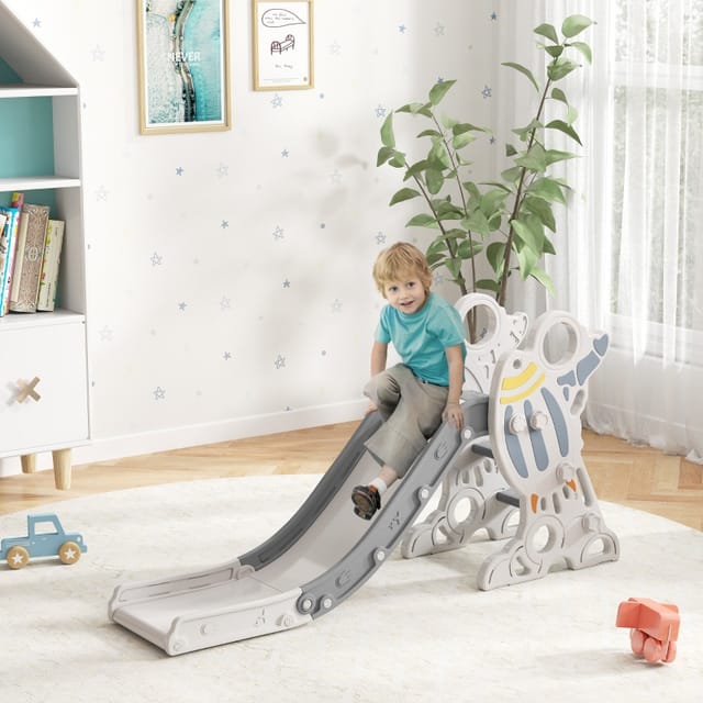Redom Kinderrutsche Für Drinnen Im Raketen-design, 157 X 46,5 X 80 Cm, Polyethylen, Grau