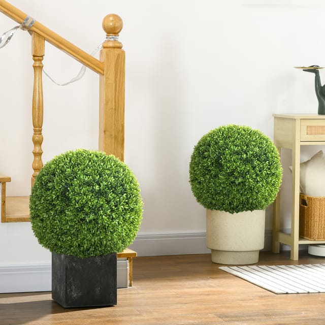 2er-set Künstliche Buchsbaumkugeln, Ø 40 Cm, Kunststoff, Grün