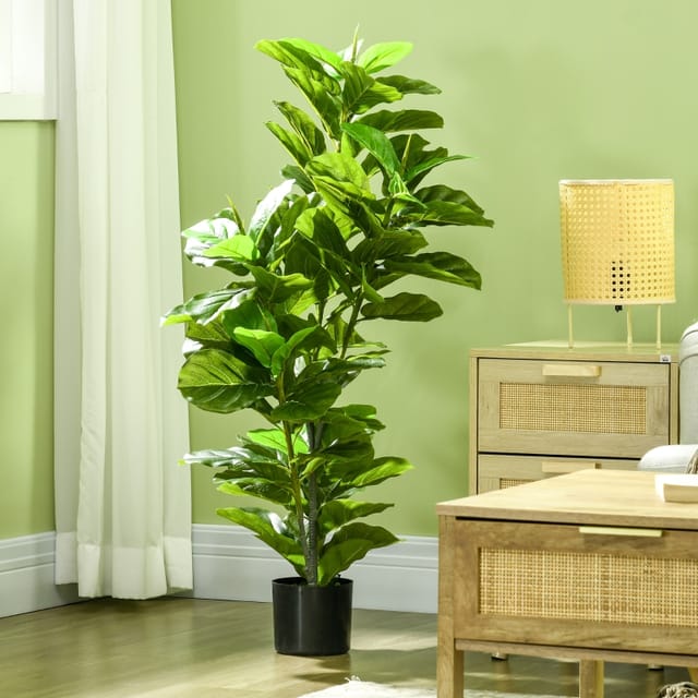 Redom Künstlicher Ficus 110 Cm Mit 90 Blättern Und Topf, Grün, Für Wohnzimmer