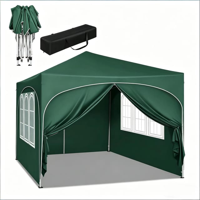 Redom Faltpavillon 3 X 3 M, Grün, Eisengestell, Mit Transporttasche