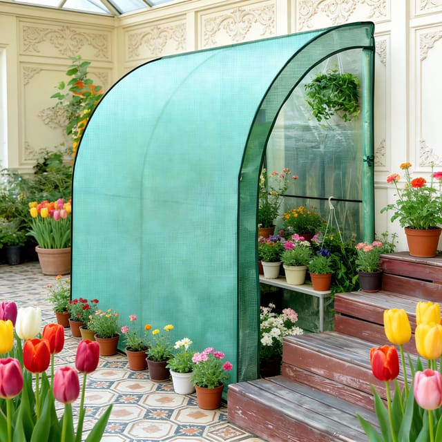 Anlehngewächshaus 200 X 100 X 210 Cm, Verstärkte Pe-folie, Metallgestell, Grün
