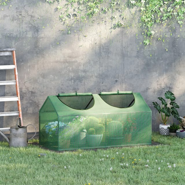 Mini-gewächshaus Mit Fenstern, Pe-folie Und Stahlgestell, 120 X 60 X 60 Cm, Grün
