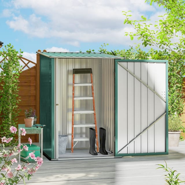 Redom Metall-gerätehaus Mit Pultdach, Abschließbarer Tür, 100 X 103 X 160 Cm, Grün