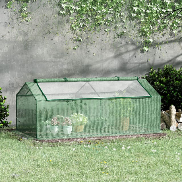 Mini-tunnelgewächshaus Mit Fenstern, 180 X 90 X 70 Cm, Metall, Grün